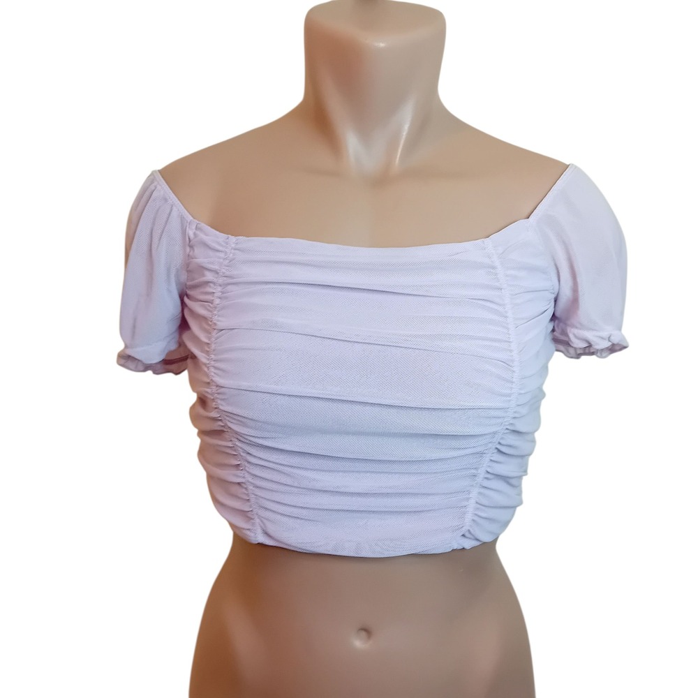 H&M Divided Ruched Crop Top Pastel Lavender Going Out Party Festival‎ Clubwear M